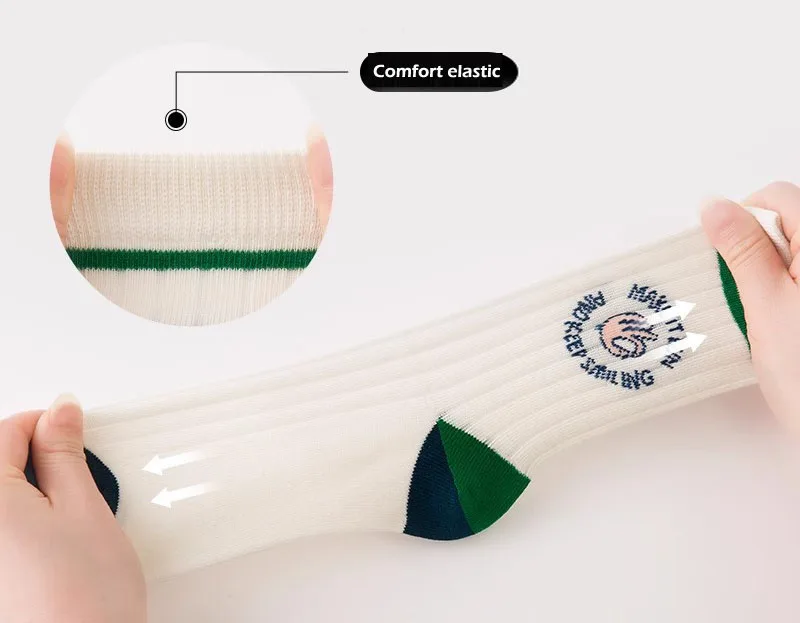 10 Paar Kinder Retro Buchstaben Gestreifte Crew-Socken aus Baumwolle, Atmungsaktive Wadenlange Socken für Jungen und Mädchen 3-12 Jahre, Schule und Alltag Kindersocken – Detail 9