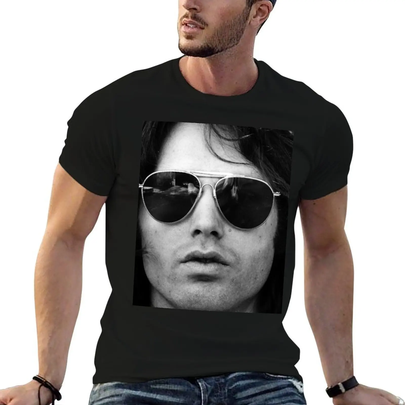 Jim Morrison Sunglasses Black and White TheAmericanPoet The Doors T-Shirt designer shirts for a boy vintage t shirt men