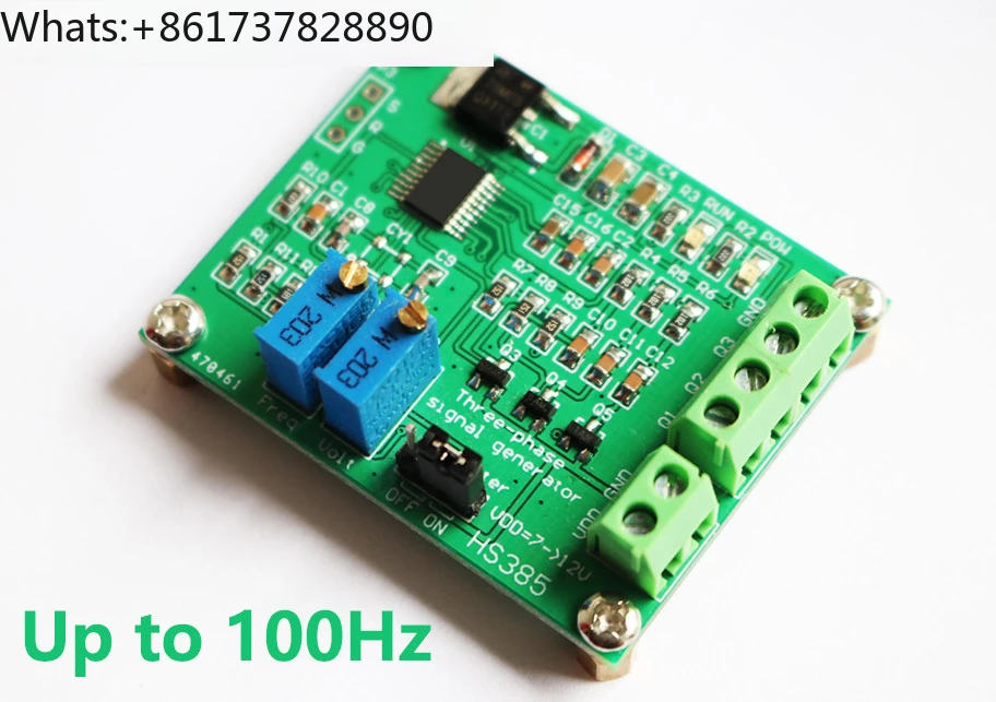 

Three phase sine generator module for 10 to 100Hz three-phase sine signals