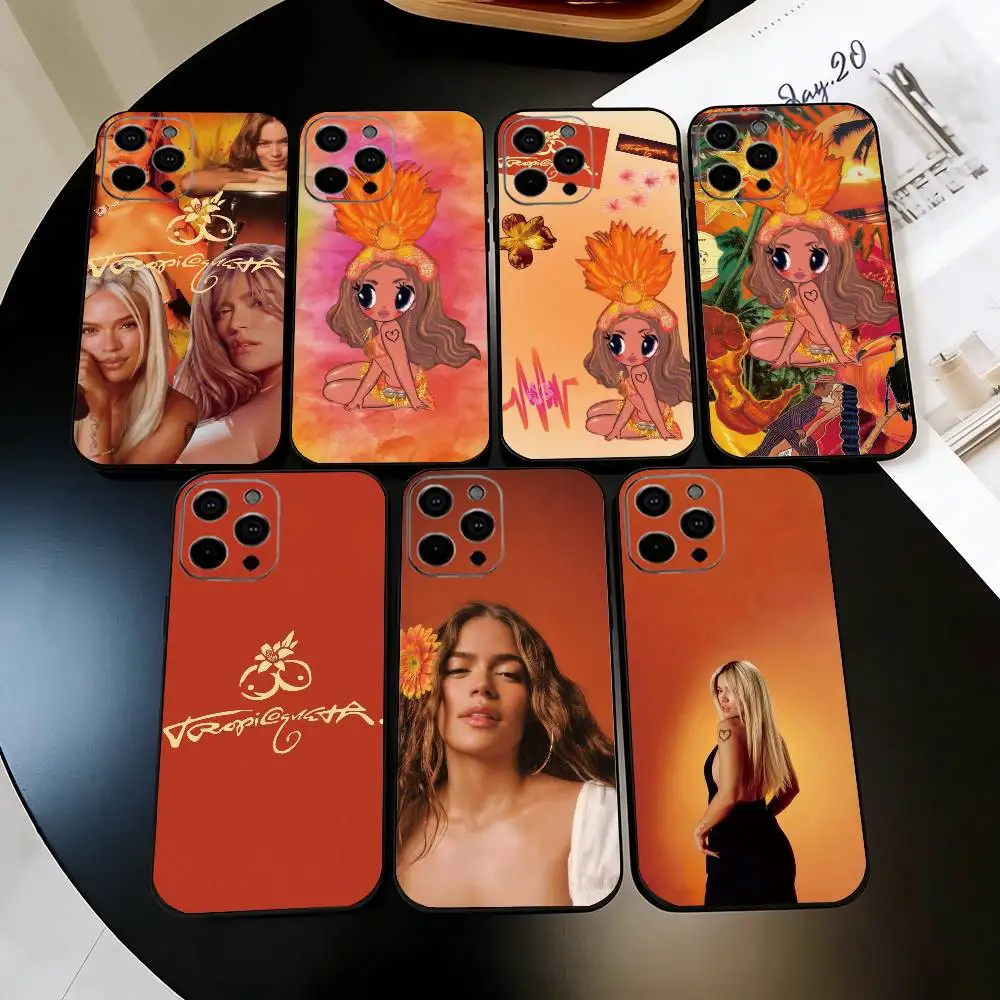 

Singer K-Karol G Tropicoqueta Phone Case For iPhone 17,16,15,14,13,12,11 Plus,Pro Max,XS,Soft Silicone Black Cover