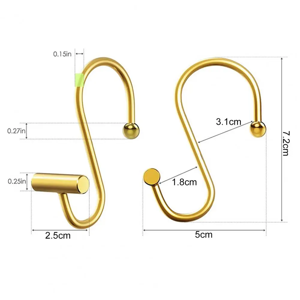 12Pcs Creative Smooth Sliding Shower Curtain Hooks Reusable Shower Curtain Ring Strong Load-bearing Household Accessories