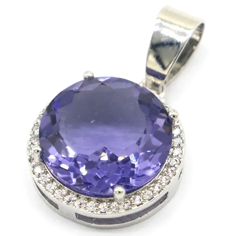 

3.5g 925 SOLID STERLING SILVER PENDANT Swiss Blue Topaz Raspberry Rhodolite Garnet Purple Spinel White CZ