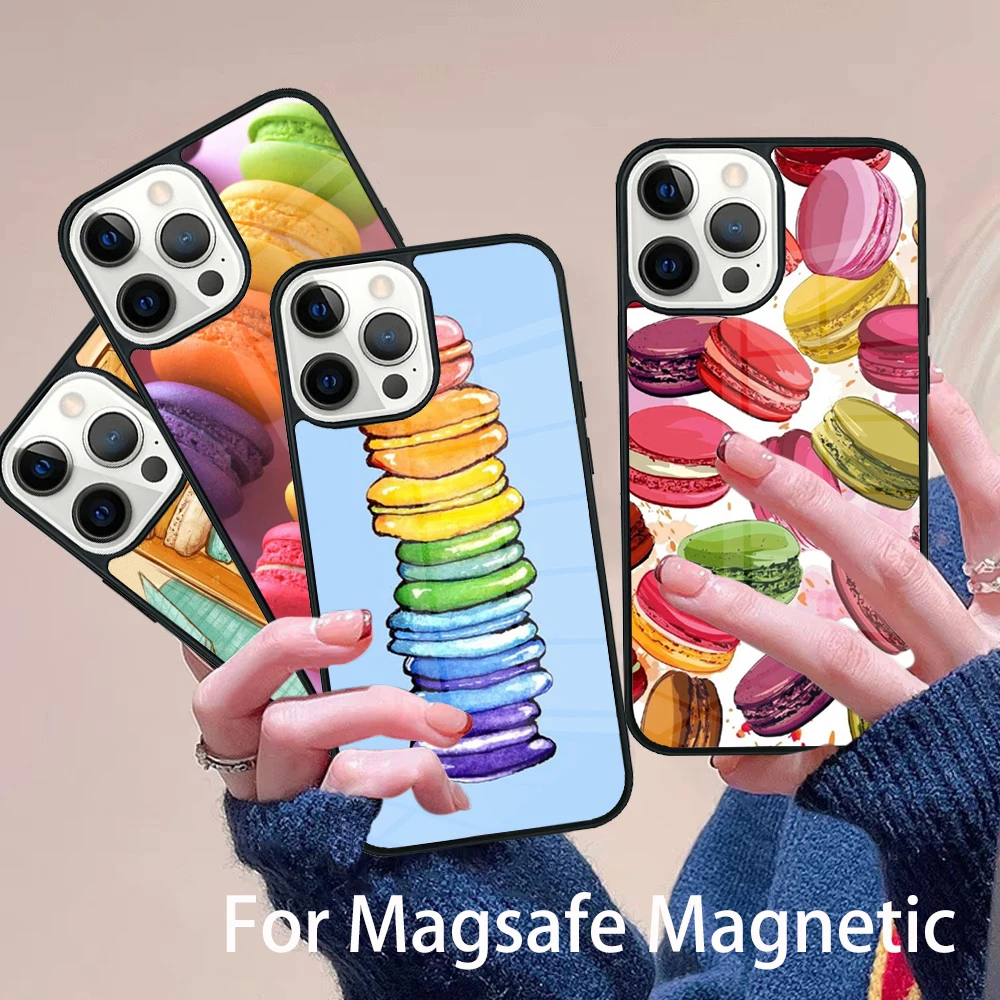 

Macarons And Sweets Phone Case Magesafe Magnetic Wireless Charge Cover For IPhone 16 11 12 13 14 15 Pro Max Plus Mini