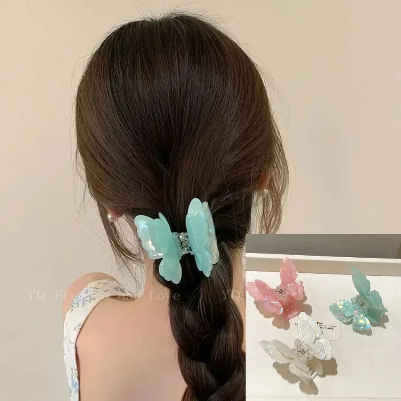 Fairy Butterfly Hair Claws Acetate Crab Hair Clip Summer Sweet Princess Shark Clips Coiled Hairpin Hair Accessories French Retro