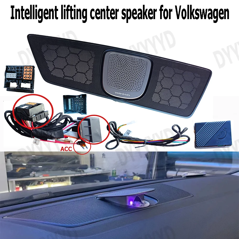 VW 폭스 바겐 MagotanCC Tiguan Tayron 트위터 자동차 오디오 LED 주변 조명 키트 용 자동 센터 대시 보드 리프팅 스피커