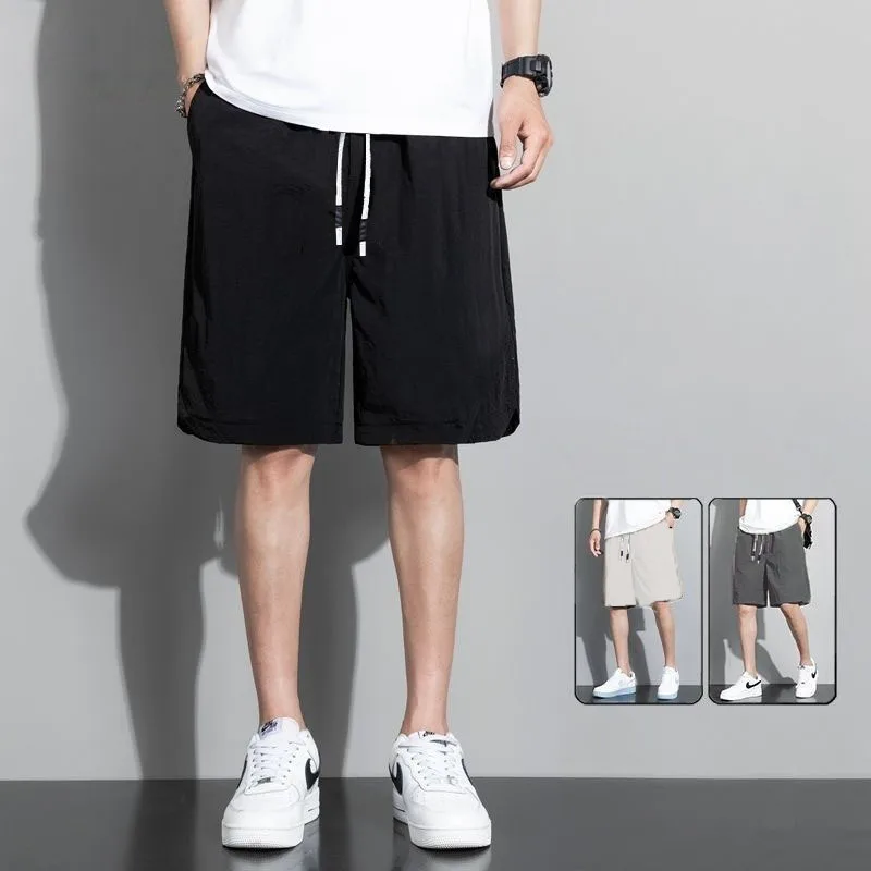 Summer Men'S Large Size Casual Shorts Beach Pants Running Sport Straight Short Pants Male Thin Sweatpant Leisure Loose Shorts