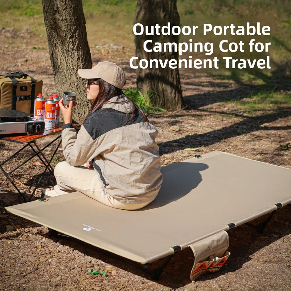 Outdoor Camping Aluminum Folding Cot Ultralight Widened 90cm Portable Tent Bed for Self-driving & Lunch Break