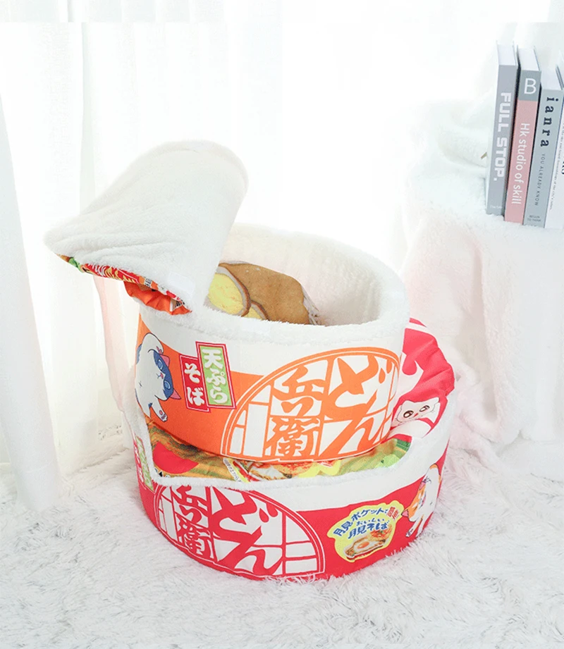 Hundehaus Katzenhaus Super Großes Sofort-Nudelbett Warmes Hundekatzen-Nest Kissen Udon Cup Nudel Haustierbett Gemütliches Nest – Detail 9