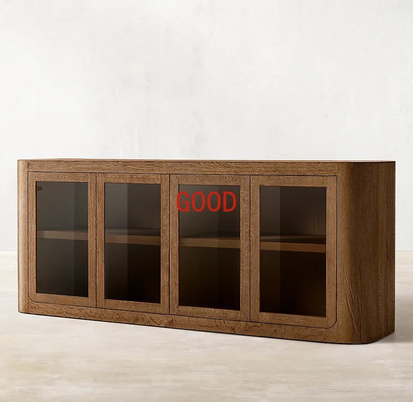 American Country Retro Solid Wood Sideboard Medieval French Simplicity Entrance Cabinet Locker
