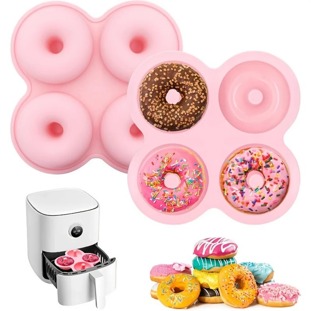 Premium Multi-Purpose Silicone Donut Mold, 4-Cavity Non-Stick Tray for Donuts, Cupcakes Air Fryer Baking kitchen gadgets