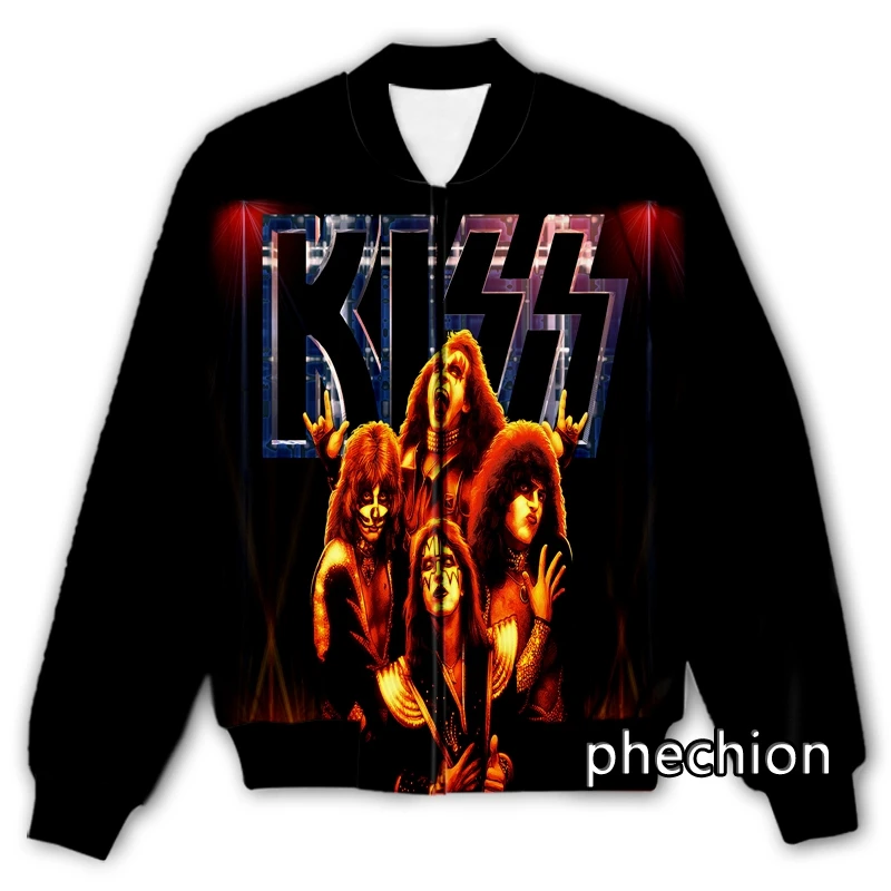 

Новый повседневный жакет phechion для мужчин и женщин с 3D принтом группы Kiss Band, модная уличная одежда, мужская Свободная спортивная куртка и пальто Q84
