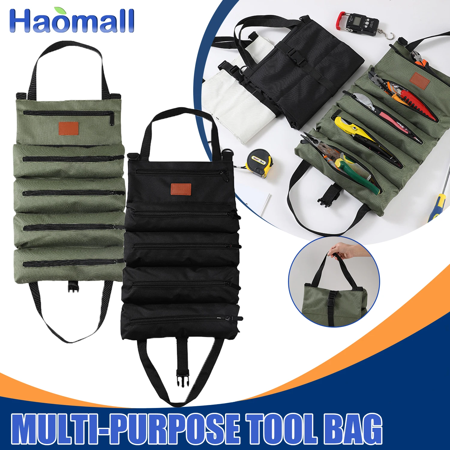 

Multi-Purpose Tool Bag Pockets Oxford Canvas Folding Wrench Roll Storage Tools Waterproof Hand Roller Portable Organizer Bag