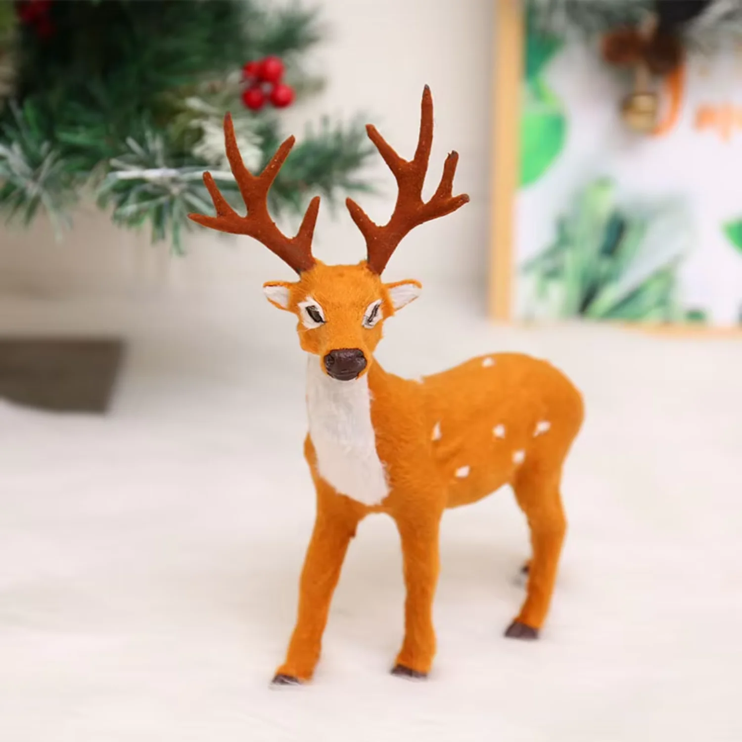 Small Size 25cm Short Plush Christmas Elk Deer Simulated Figurine Ornaments Window Party Scene Layout Christmas Decorations Toys