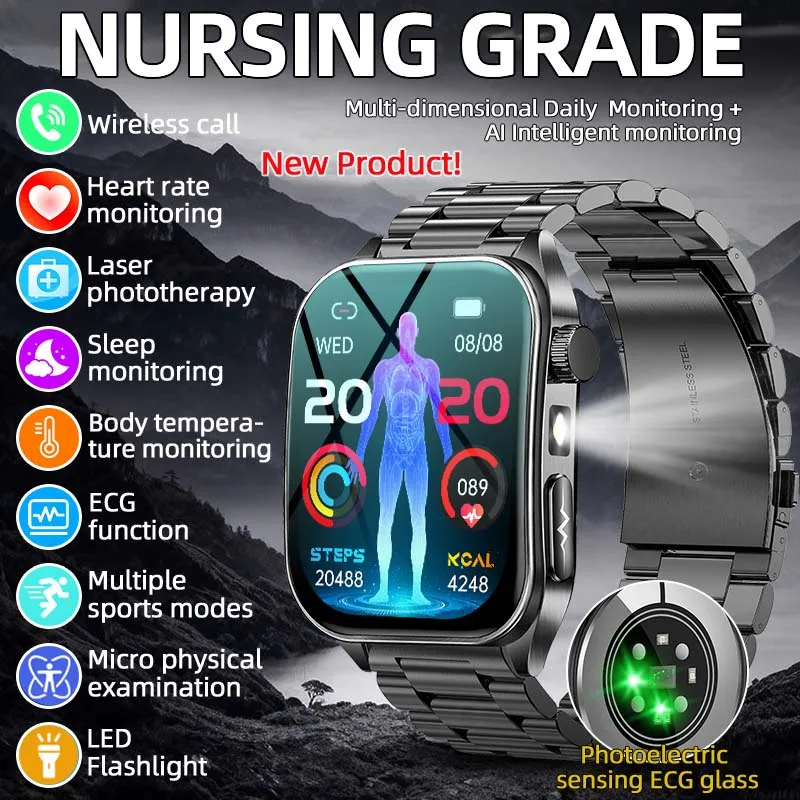 

LIGE Heart Rate Health Smart Watches Men Women Blood Oxygen Flashlight ECG Clock Body Temperature Bluetooth Call Smartwatch 2025