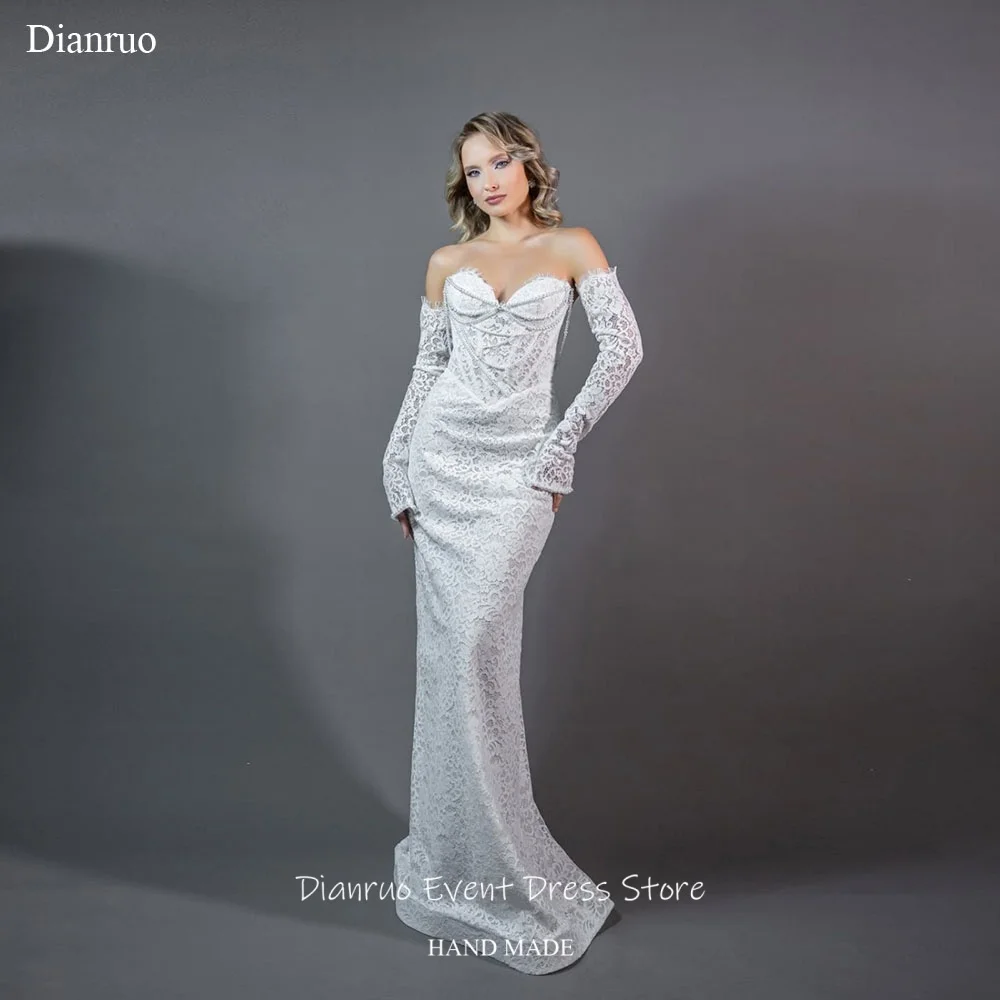 Dianruo Pearls Vintage Wedding Dresses Sweetheart Long Vestido De Noiva Sereia Lace 2026 Vestidos Elegante Feminino Customized