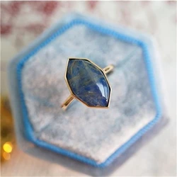 Retro Fashion Natural Horse Eye Stone Geometric Ring for Women Hot Adjustable Stainless Steel Ring Jewelry Accessories Wholesale