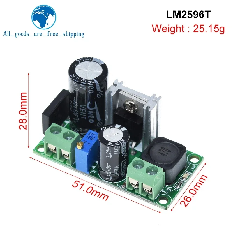 1/3PCS LM2596T LM2596HV DC-DC Adjustable Buck Power Supply Module