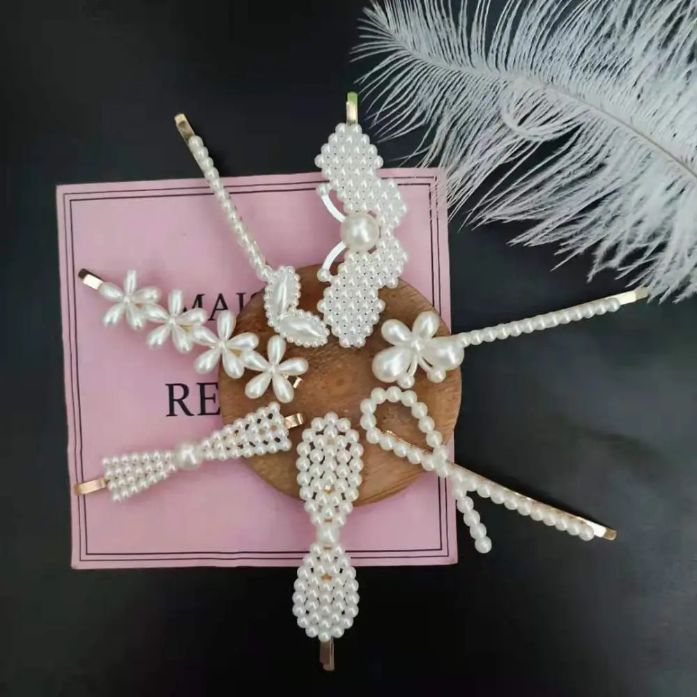 

18pcs/set Geometric Pearl Hairpin Set Bangs Clip Side Clip Alloy Hair Clips Korean Style Headdress Duckbill Clips Women