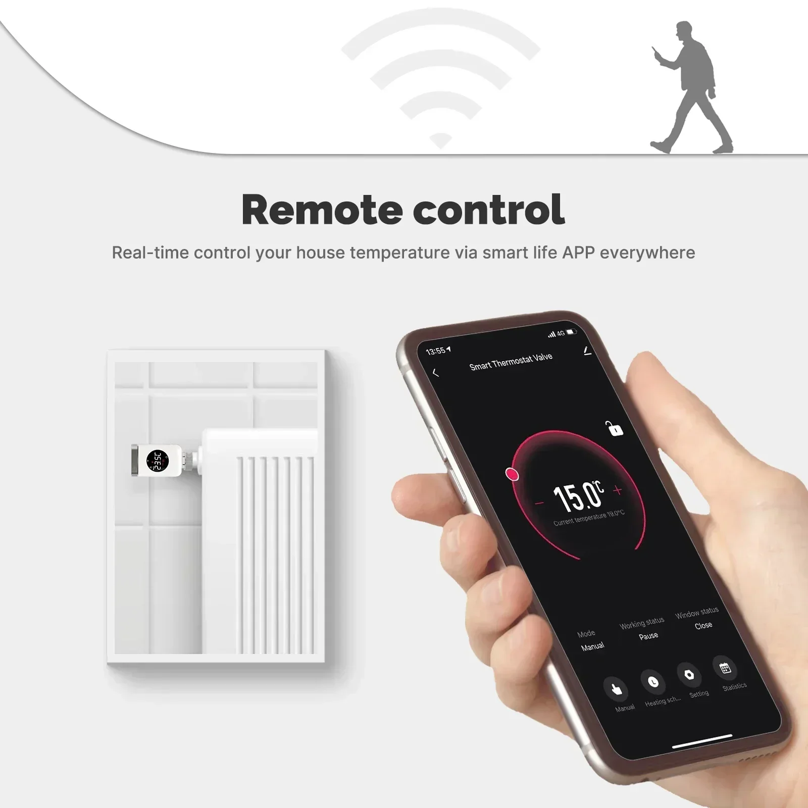 Moes inteligente wifi/zigbee válvula termostática do radiador trv programável app controlador de temperatura remoto suporte alexa google casa