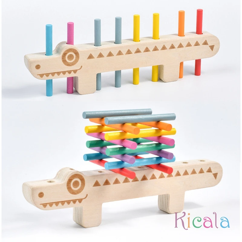 Jeu de société en bois Montessori pour enfants, crocodile, document, anciers assressenti, cadeau d'apprentissage, jouets pour garçons et filles