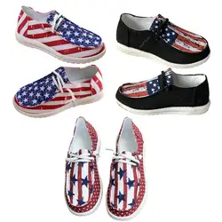 Low Top Sneakers For Women Women Fashion Trainers Shoe Non-Slip Canvas Sneakers Casual Independence Day Flag Print Low Top