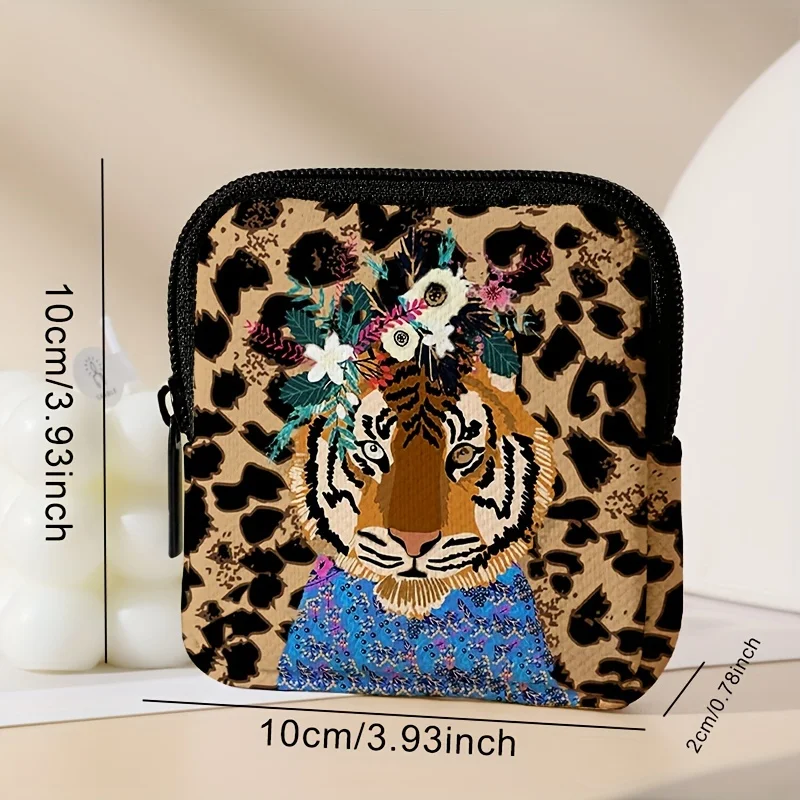 1 Stück Münzgeldbörse mit Tigermuster-Druck, große Kapazität, Digitaldruck-Münzgeldbörse, Aufbewahrungstasche, ideale Geschenkoption – Detail 3