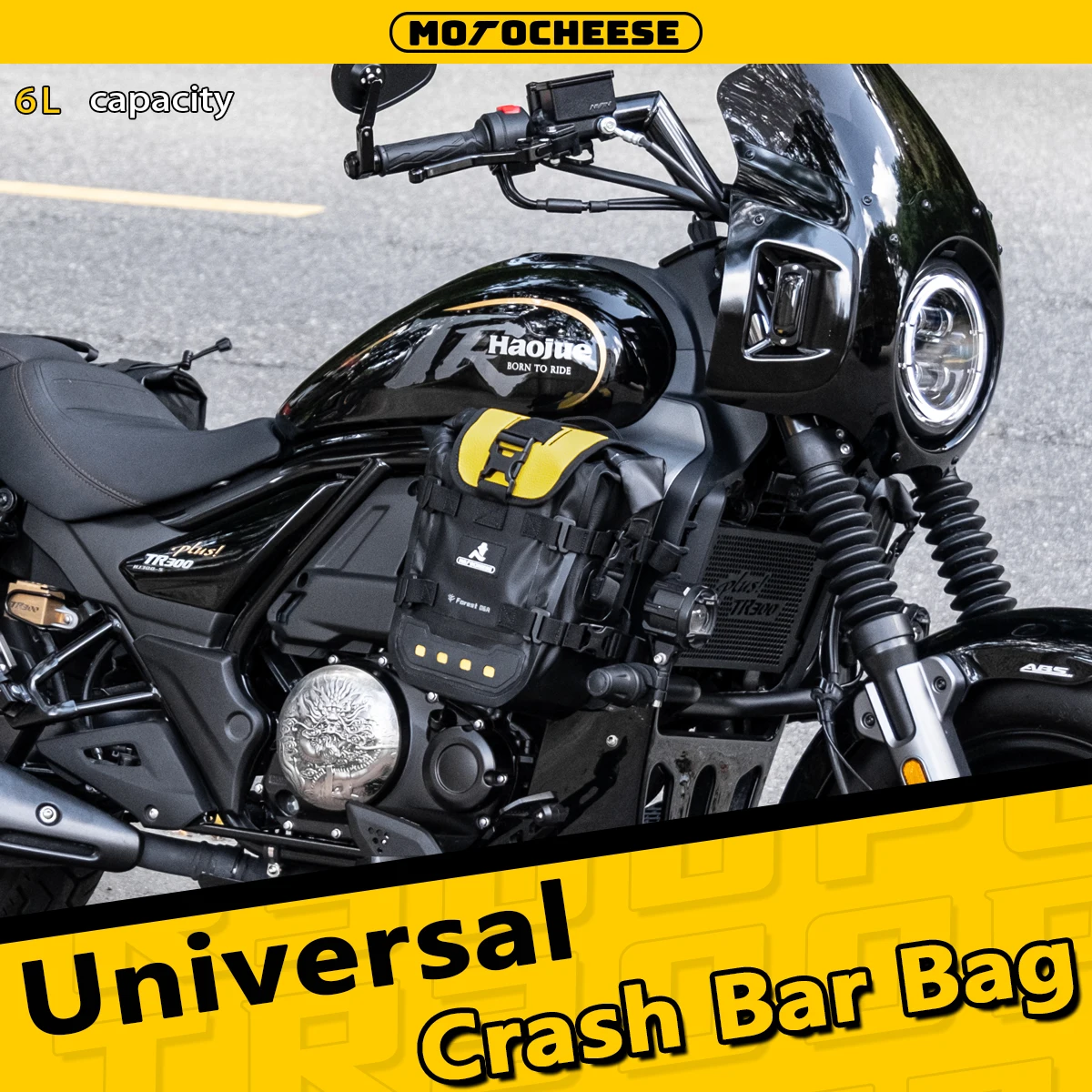Multi-Functional H310xL180xW110mm Customized Vintage Leather Pattern Crash Bar Bag Wear-Resistant Waterproof Bumper Guard Bag