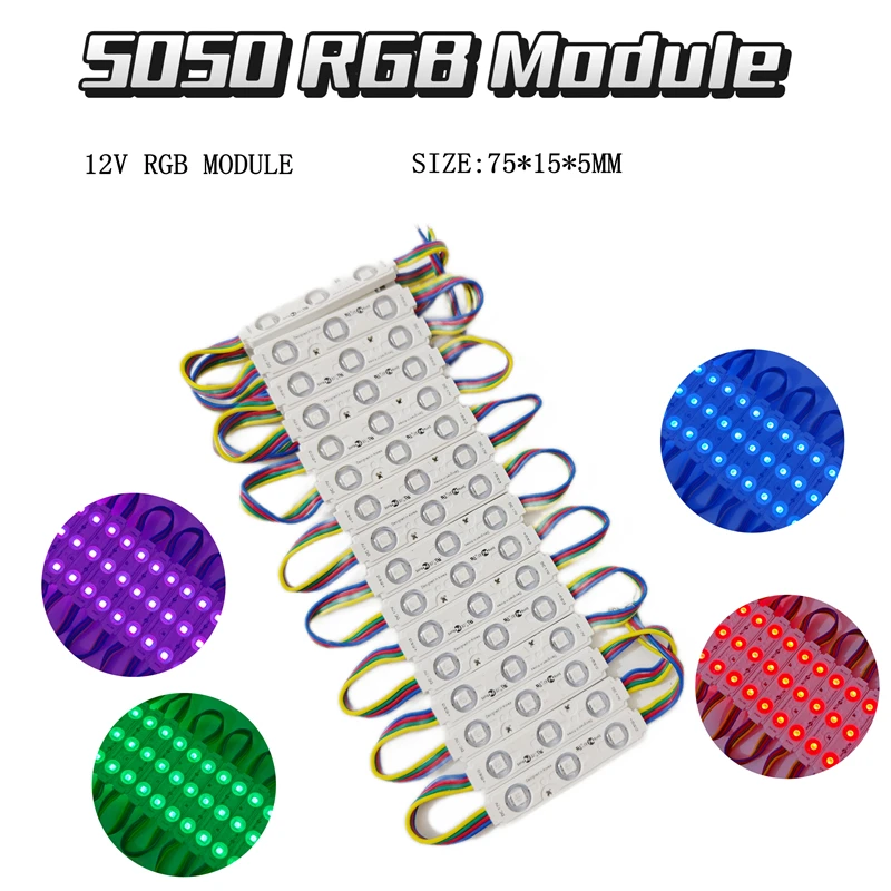 200pcs 12V RGB 3 LED Module SMD 5050 1.5W Color Changing Lights Lamp for Home Garden Xmas Wedding Party Decoration Letter Design
