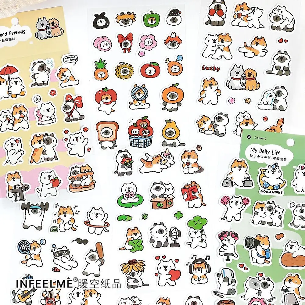 2 Sheets/pack Small Cute Cat Stickers for Scrapbooking Journal DIY Decoration Journaling Planners Suitcase Diary Notebook Album