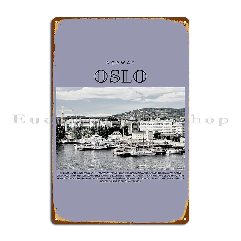 Oslo Norway Metal Plaque Cinema Character Club Garage Club Bar Tin Sign Poster