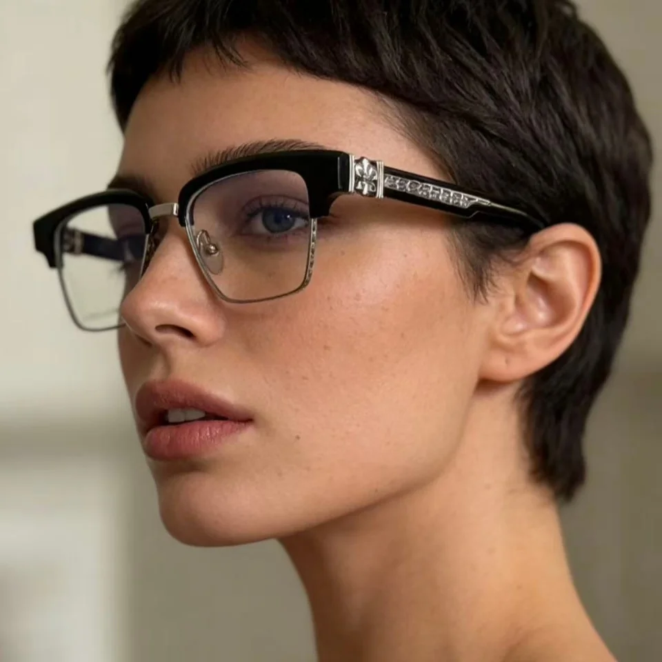 Fashion High end Designer Personalized Women's Luxury Glasses Casual Exquisite Retro Titanium Alloy Acetate Men's Eyeglass Frame