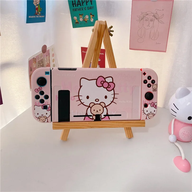 Sanrio Cartoon Cute Hello Kitty for Nintendo Switch Case NS Console Joycon Controller Grip TPU Soft Cover Game Accessories