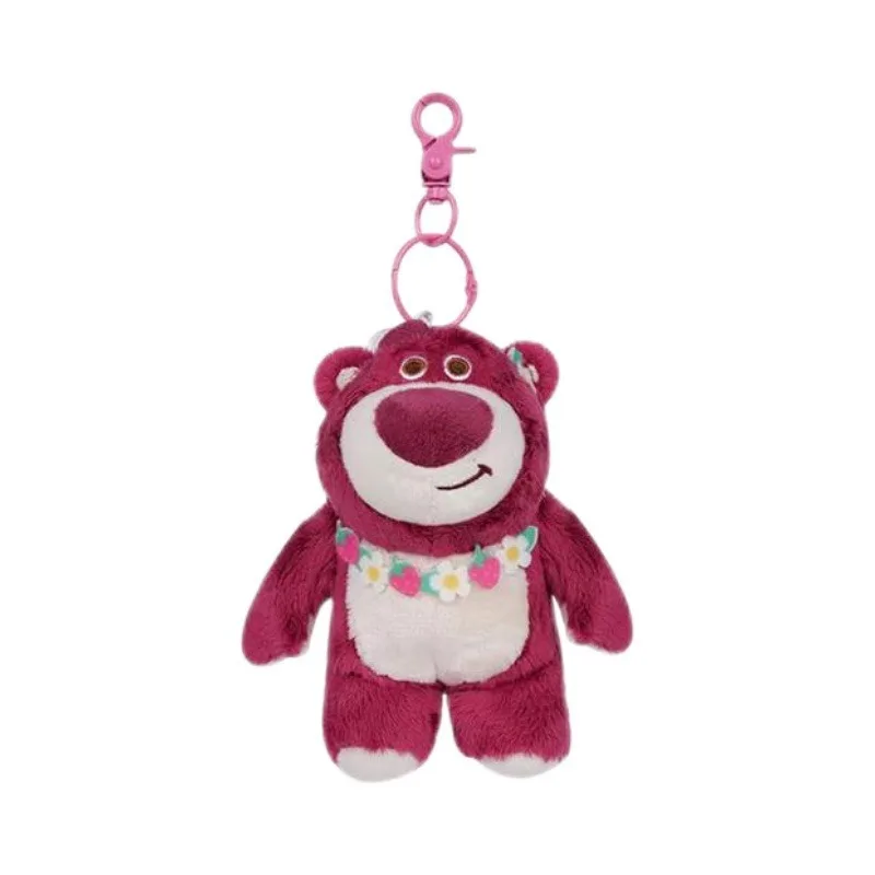 Miniso 디즈니 정품 인형 딸기 곰 펜던트 세 눈의 괴물 플러시 귀여운 가방 교수형 장식품 여성 플러시 펜던트
