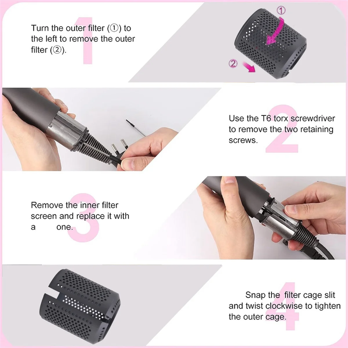 Filter jala pengering rambut pengganti untuk Dyson supersonik HD01 HD03 HD08 model, pengering rambut bagian kandang Filter B