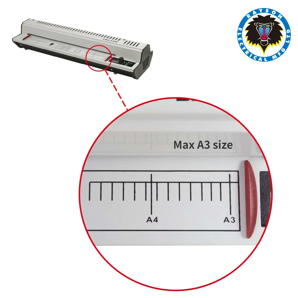 เครื่องพลาสติกฟอกชนิดอาชีพ Rayson LK4-320D A3/A4 - เย็น/ร้อน ทนทานและเงียบสำหรับเอกสาร รูปถ่าย และฟิล์มพลาสติก