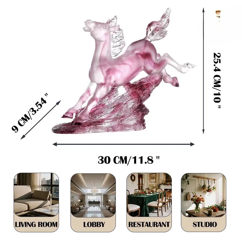 Majestic horse sculpture glazed crystal luster matte surface handmade statue success symbol