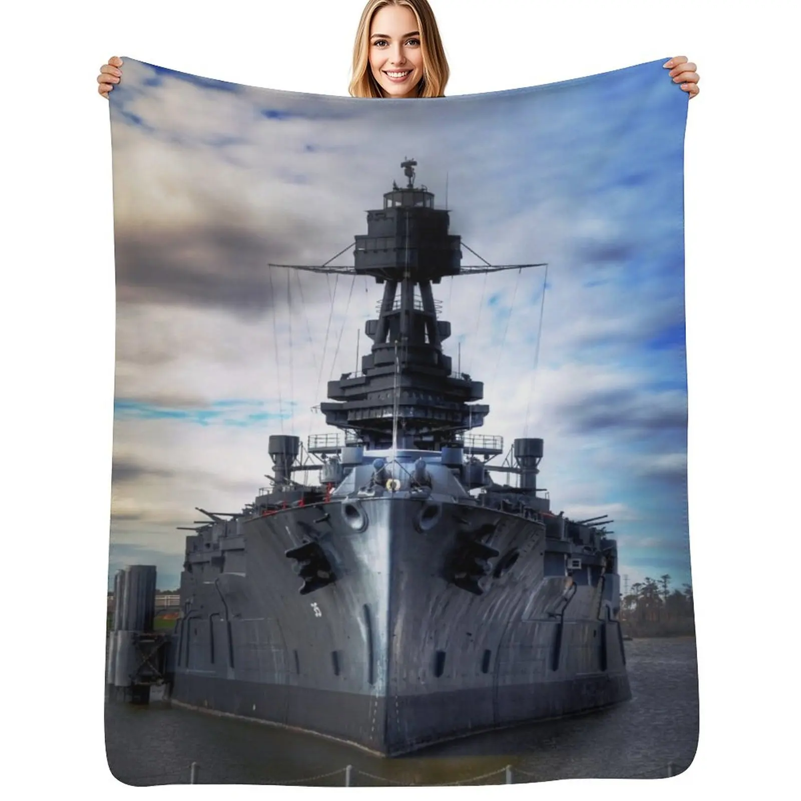 

Battleship USS Texas Throw Blanket Soft Plush Plaid christmas decoration Comforter Decorative Sofas Blankets