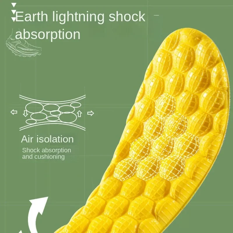 1Pair Running High Elasticity Insole Sports Deodorant  4D Cloud Technologyt Shoes Insoles Yellow PU Sole Breathe for Feet