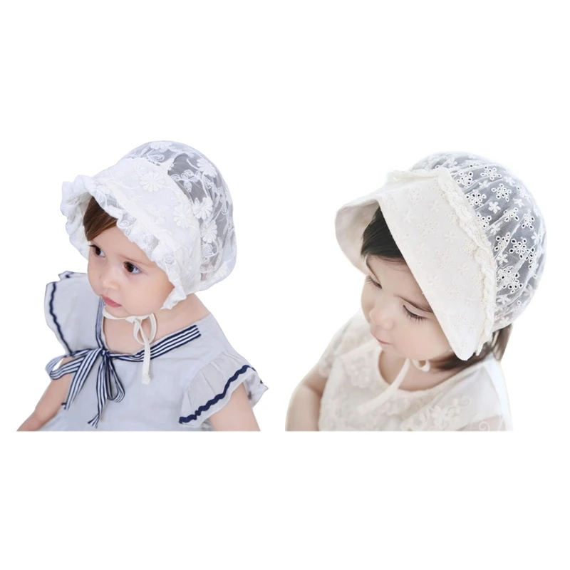 

Princess Toddlers Hat Fashionable Lace Bowknot Fisherman Caps Windproof Spring Summer Bonnet for Sun Coverage