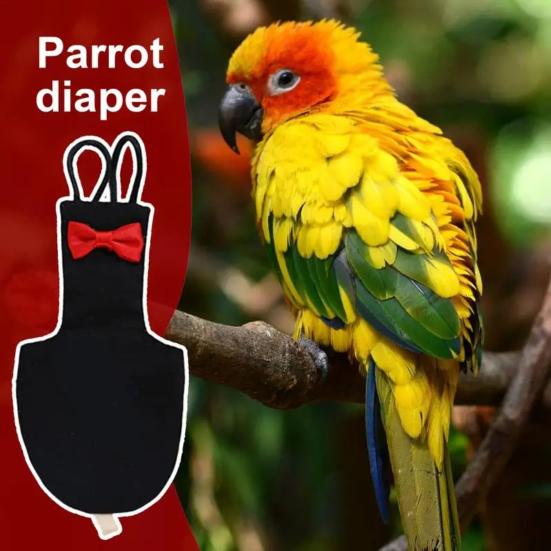 Bird Diaper Bow Tie Cotton Pigeon Diaper Bird Diaper Flight Suit Parrot Nappy Clothes For Macaw African Budgies Parakeet