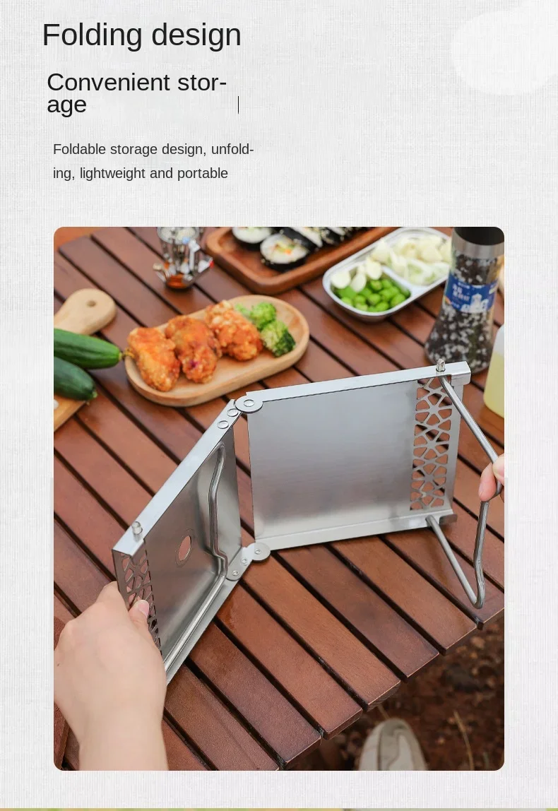 Outdoor Ofen Kopf Klapptisch Camping Zubehör Edelstahl Tragbare Tee Tisch Mehrzweck Spleißen Grill Tisch – Detail 6