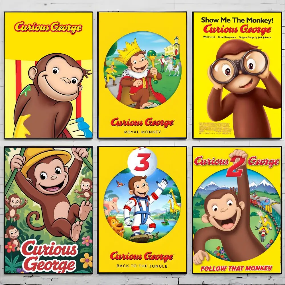 kids cartoon C-Curious George Poster Premium Decor Art & Gift for Household Lounge Home Ornaments