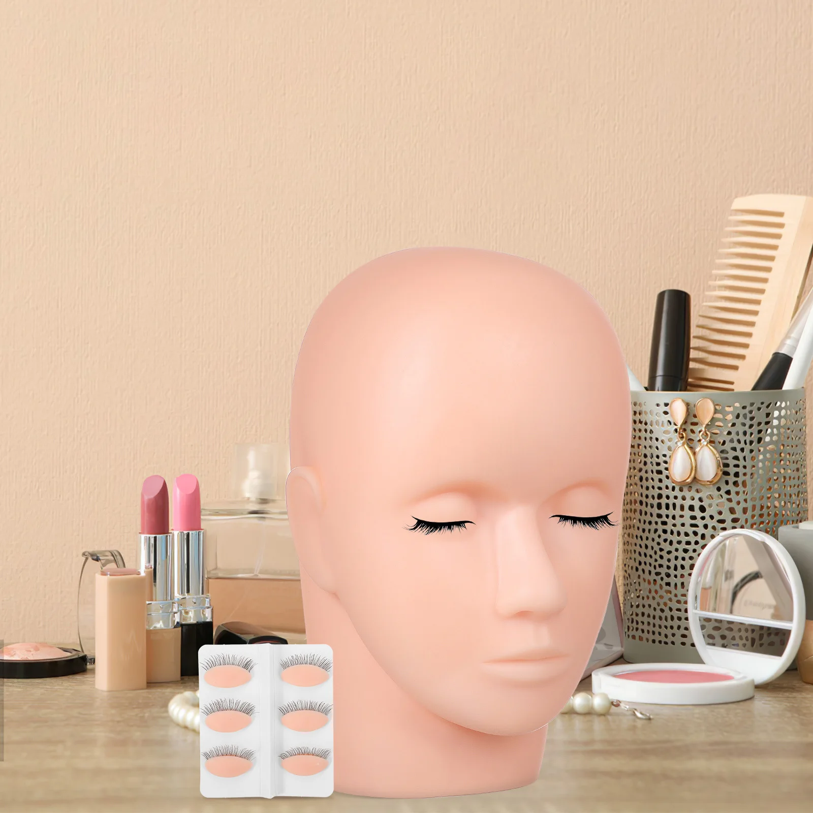 3Pairs Removable Eyelids for Eyelash Extension Practice Realistic Replaceable Eyelid Sets for Lash Mannequin Head Makeup