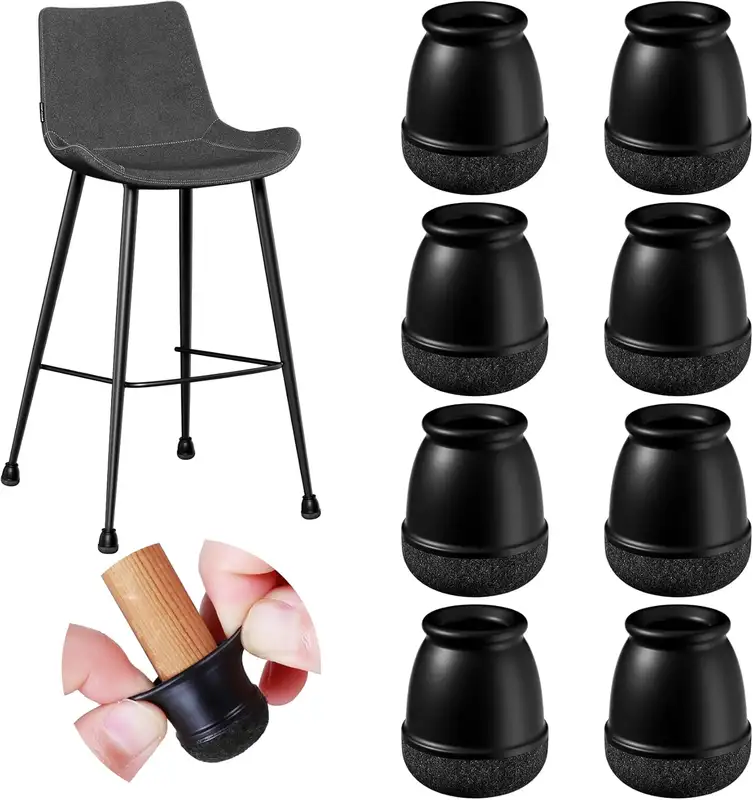 8PCS Round Chair Leg Floor Protectors Foot Cover Diagonal Silicone Furniture Black Table Feet for Hardwood Table Protect Floor - Image 10