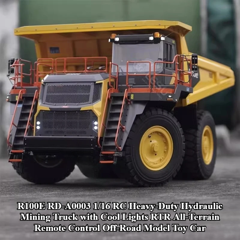 R100E RD-A0003 1/16 RC Heavy-Duty Hydraulic Mining Truck with Cool Lights RTR All-Terrain Remote Control Off-Road Model Toy Car