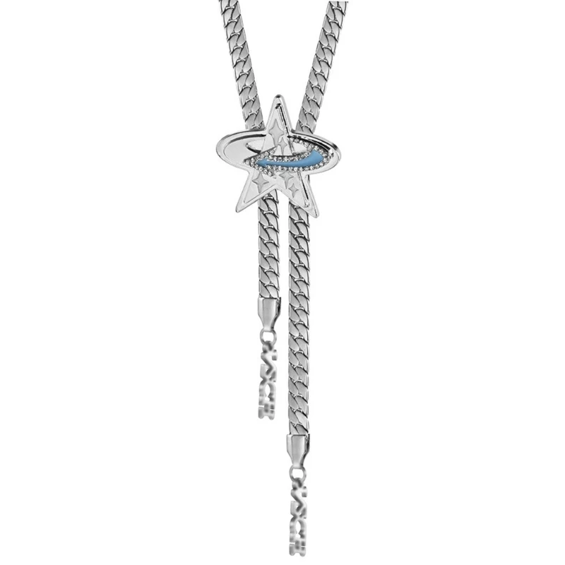 

Blingbling Star Carving Pendant Necklace Clavicle Chain Gifts for Girls Presents Lariat Bolo Tie Clavicle Chain