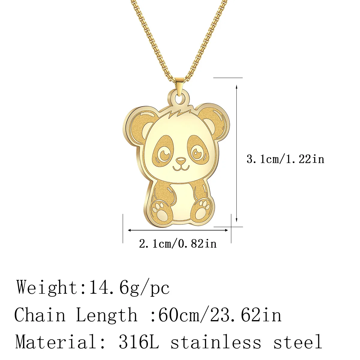 Kinitial Stainless Steel Necklaces Cute Chinese National Treasure Panda Pendant Choker Clavicle Chain Fashion Jewelry For Women