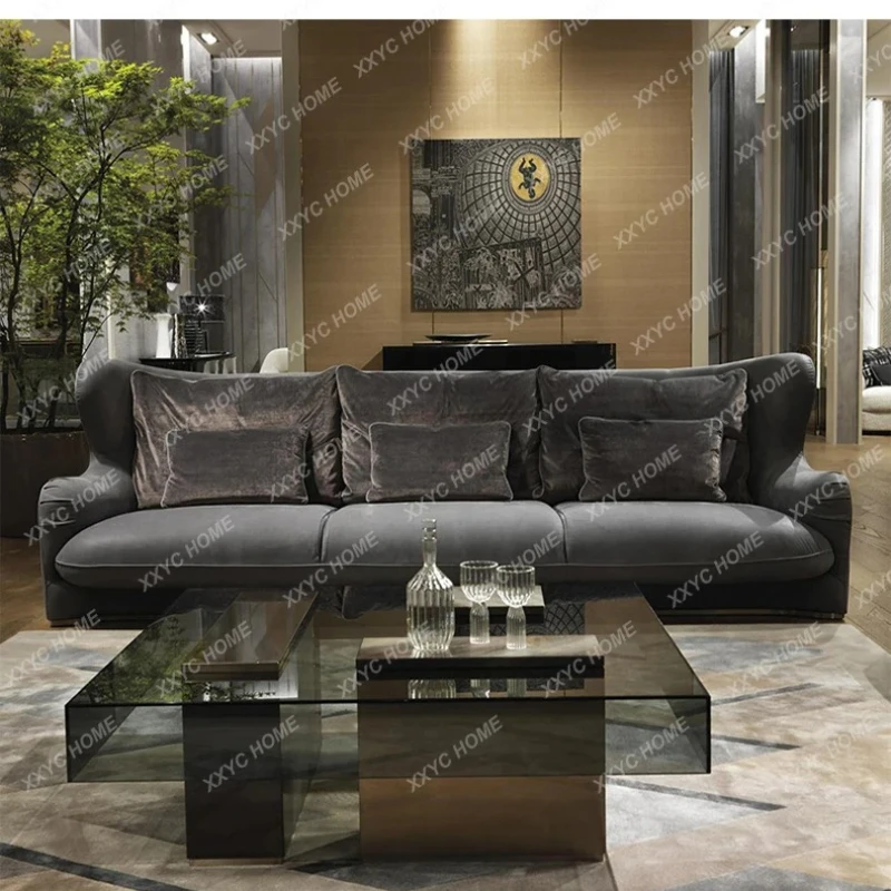 X-S  Light Luxury Coffee Table   Stainless Steel Square Living Room Simple Modern Tempered Glass Table HG