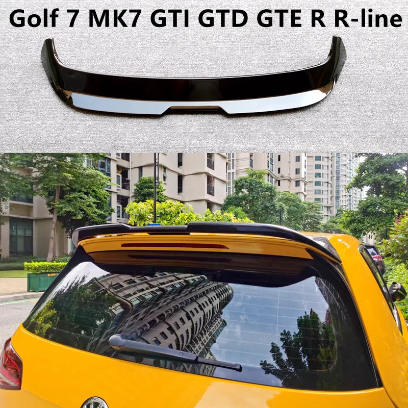 Dla Volkswagen Golf 7 MK7 GTI GTD GTE R R-line Spoiler 2013-2019 Samochodowy tylny spojler dachowy Tylne skrzydło bagażnika Przewód ABS
