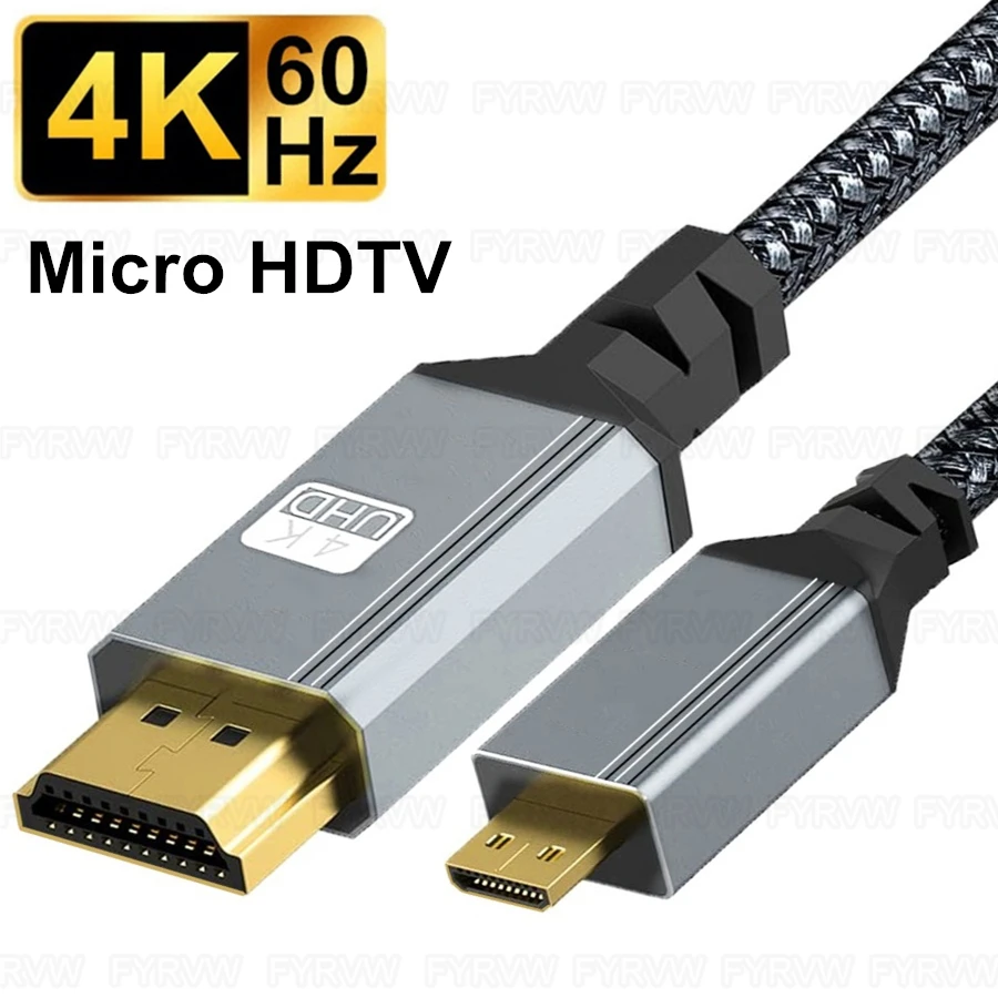 Micro HDMI-compatible to HDTV Cable 4K For GoPro Hero Raspberry Pi 4 Sony A6000 Nikon Yoga 3 Camera Micro HDMI-Compatible Cord